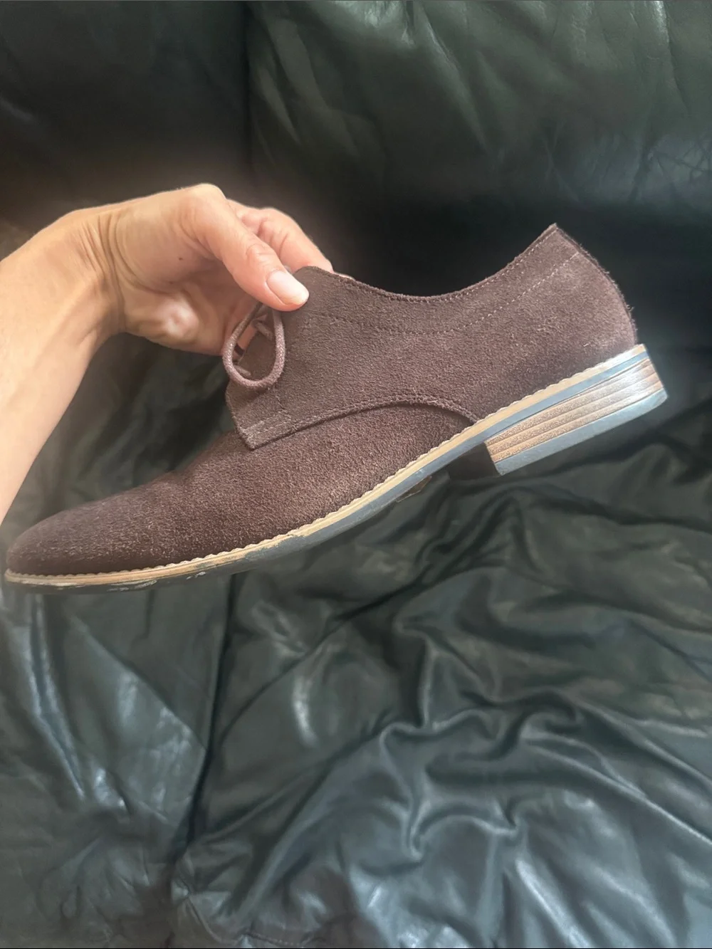 Men's Suede Derby Shoes in Dark Brown